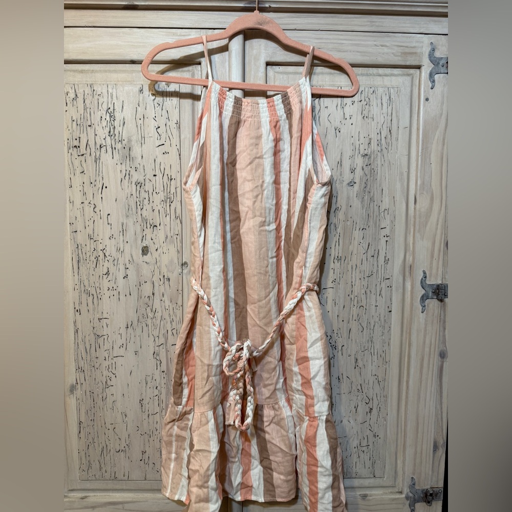 XL Striped Peach and White Summer Dress